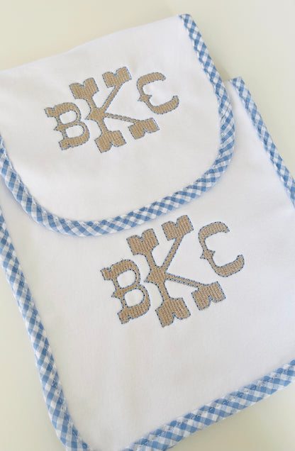 Gingham Bib/ Burp Cloth Set