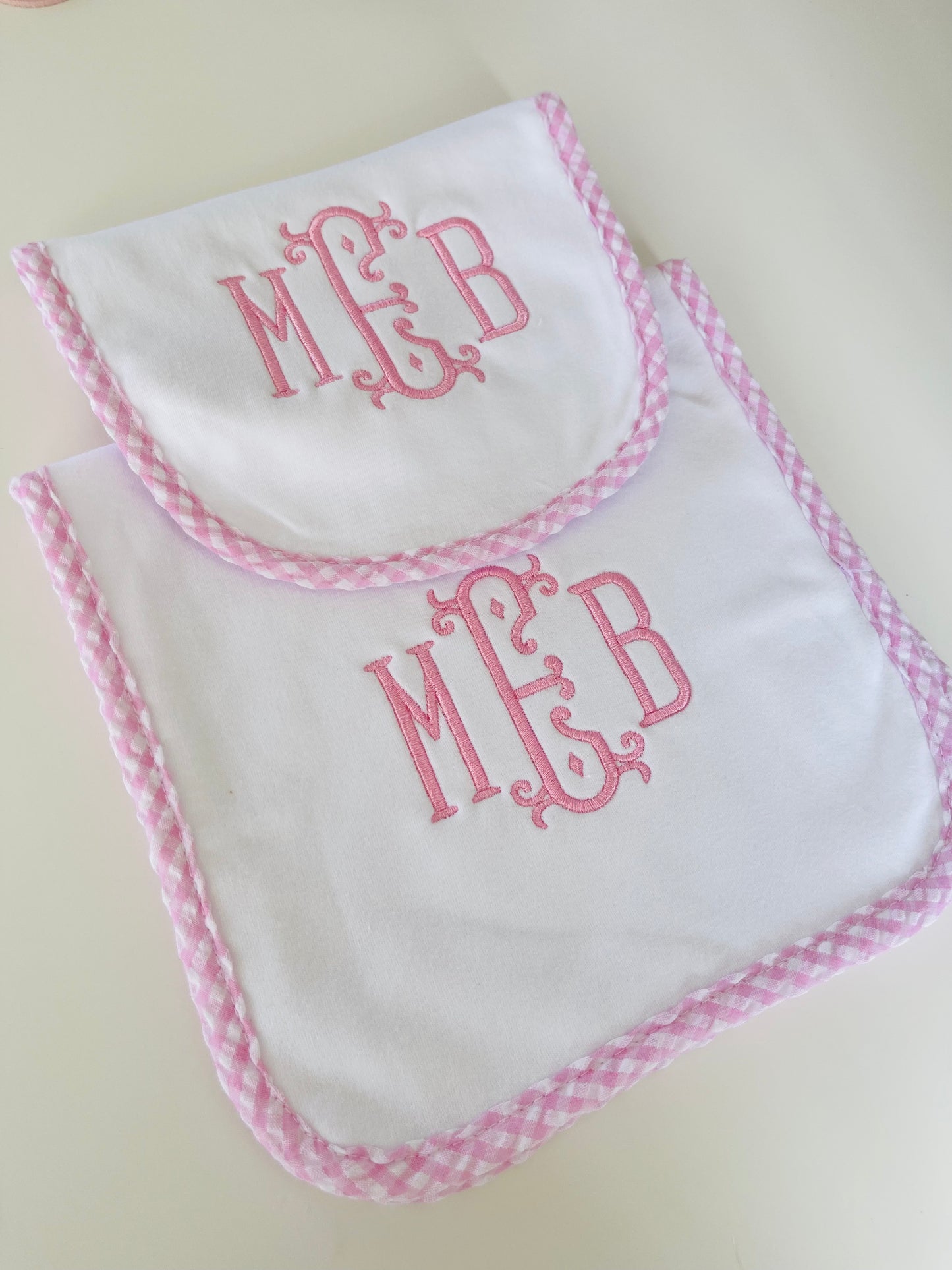 Gingham Bib/ Burp Cloth Set